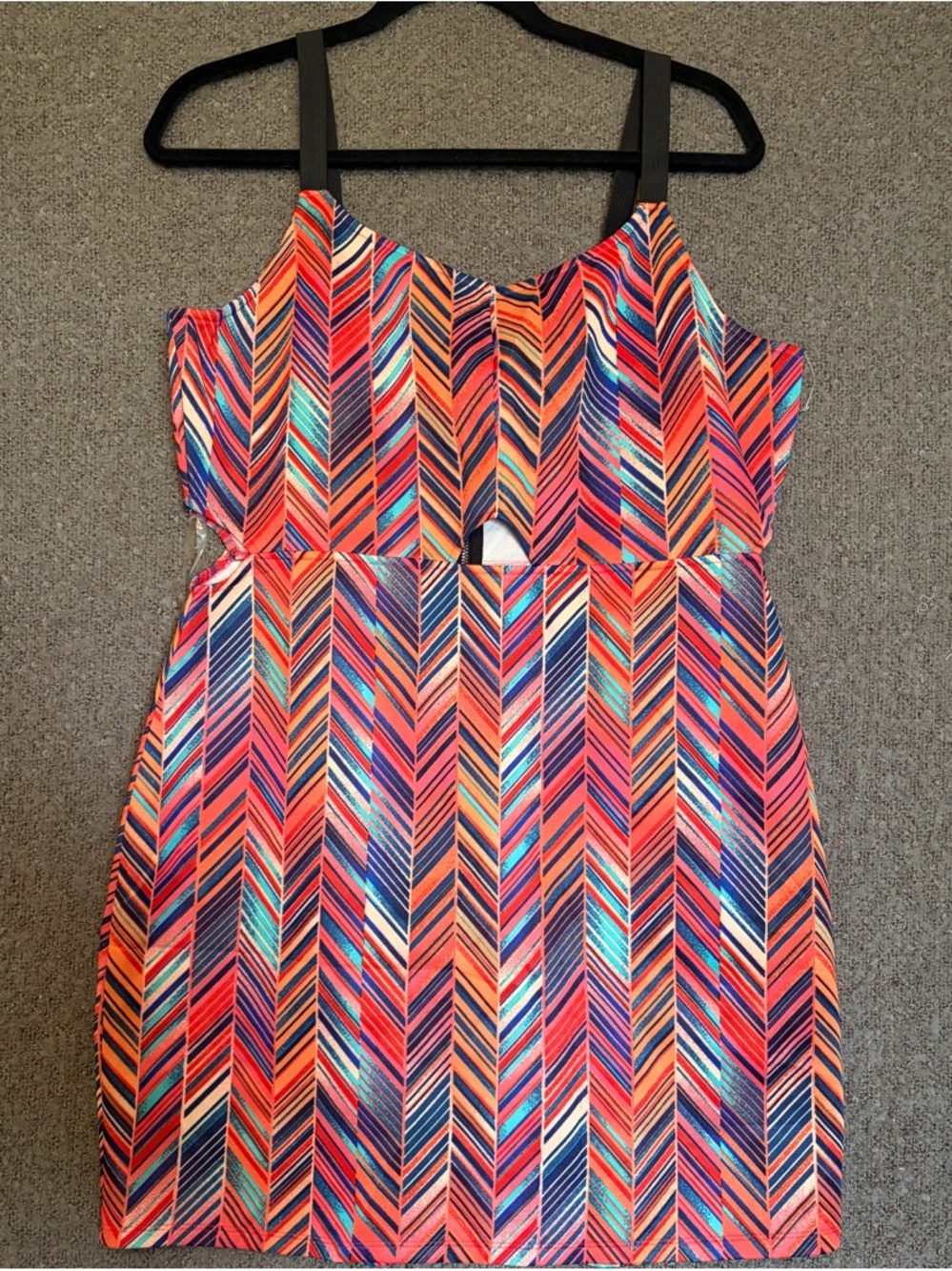 No Boundaries Red and Blue Multicolor Chevron Dress NWOT